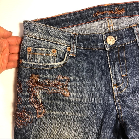 AE bootcut Jeans copper metallic embroidery 4 - Picture 4 of 8